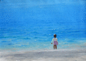 Mer turquoise et enfants en &eacute;t&eacute; radieux